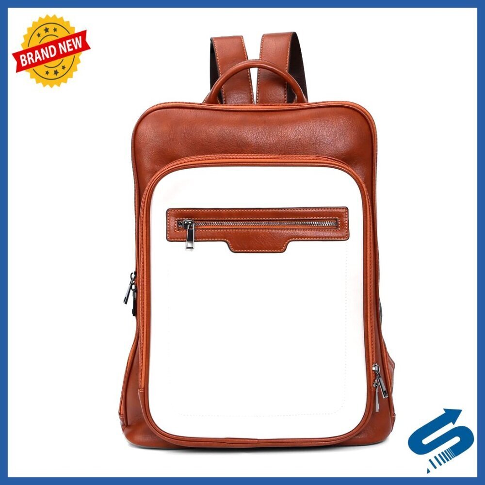 Leather Laptop Backpack Slim Large Travel Business Work College Water Resistant
